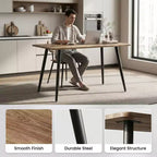 FurnitureR Table à manger rectangulaire moderne avec plateau en MDF et pieds en métal, table de cuisine et salle à manger pour la maison, l'appartement, la salle à manger