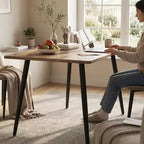 FurnitureR Table à manger rectangulaire moderne avec plateau en MDF et pieds en métal, table de cuisine et salle à manger pour la maison, l'appartement, la salle à manger