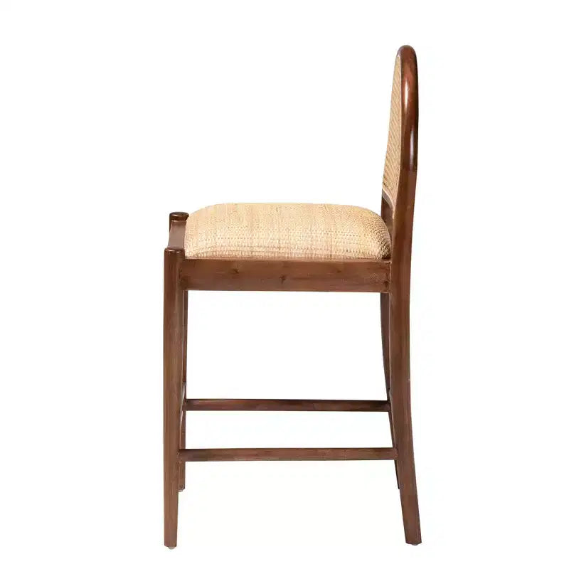 Tabouret de bar GDFStudio Geoffrey en bois d'acacia et rotin de style bohème