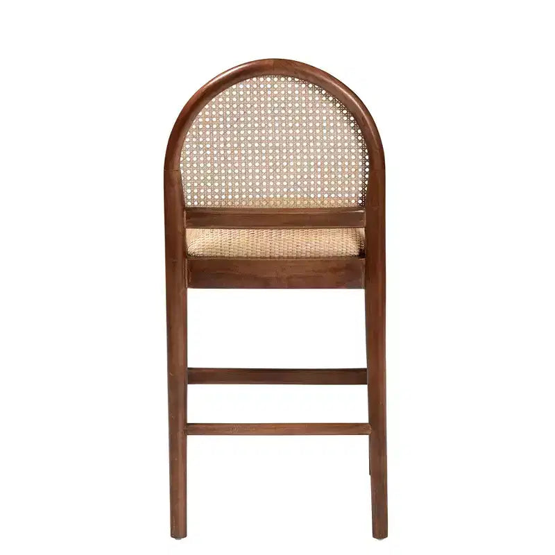 Tabouret de bar GDFStudio Geoffrey en bois d'acacia et rotin de style bohème