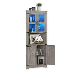 Meuble de rangement d'angle de ferme, haut, lumineux, peu encombrant, avec étagères réglables, porte vitrée, unité d'exposition pour entrée, salon, cuisine