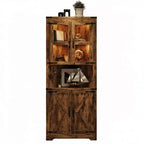 Meuble de rangement d'angle de ferme, haut, lumineux, peu encombrant, avec étagères réglables, porte vitrée, unité d'exposition pour entrée, salon, cuisine