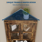 Meuble de rangement d'angle de ferme, haut, lumineux, peu encombrant, avec étagères réglables, porte vitrée, unité d'exposition pour entrée, salon, cuisine