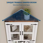 Meuble de rangement d'angle de ferme, haut, lumineux, peu encombrant, avec étagères réglables, porte vitrée, unité d'exposition pour entrée, salon, cuisine