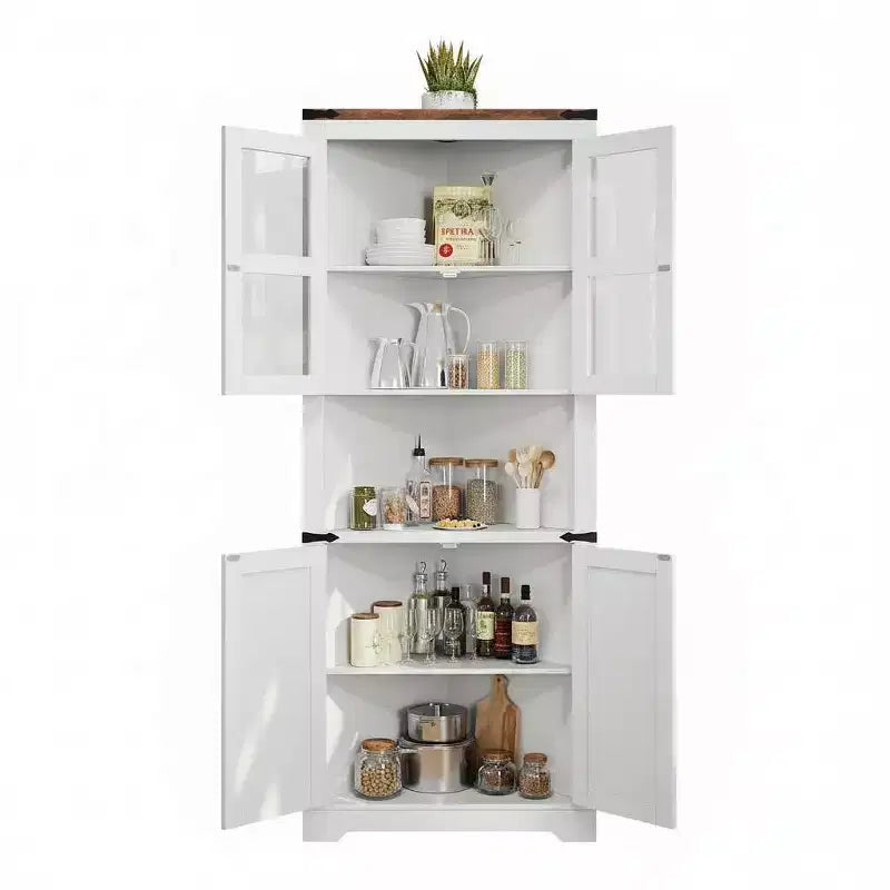 Meuble de rangement d'angle de ferme, haut, lumineux, peu encombrant, avec étagères réglables, porte vitrée, unité d'exposition pour entrée, salon, cuisine