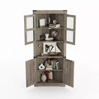 Meuble de rangement d'angle de ferme, haut, lumineux, peu encombrant, avec étagères réglables, porte vitrée, unité d'exposition pour entrée, salon, cuisine