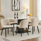 Lot de 4/6 chaises de salle à manger, chaises de cuisine/salle à manger rembourrées, chaises de salle à manger de ferme en tissu de lin avec pieds réglables pour salle à manger, salon