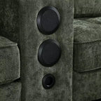 Canapé d'angle Whisen 126 avec console centrale, porte-gobelets, forme en U, haut-parleurs Bluetooth intégrés et 2 poufs de rangement pour le salon