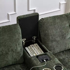 Canapé d'angle Whisen 126 avec console centrale, porte-gobelets, forme en U, haut-parleurs Bluetooth intégrés et 2 poufs de rangement pour le salon