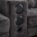 Canapé d'angle Whisen 126 avec console centrale, porte-gobelets, forme en U, haut-parleurs Bluetooth intégrés et 2 poufs de rangement pour le salon