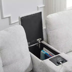 Canapé d'angle Whisen 126 avec console centrale, porte-gobelets, forme en U, haut-parleurs Bluetooth intégrés et 2 poufs de rangement pour le salon