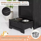 Station d'alimentation intégrée surélevée pour chien, distributeur de croquettes pliable pour chien, meuble d'alimentation moderne pour animaux de compagnie, pour cuisine, salle à manger