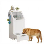 Station d'alimentation intégrée surélevée pour chien, distributeur de croquettes pliable pour chien, meuble d'alimentation moderne pour animaux de compagnie, pour cuisine, salle à manger