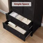 Armoire penderie en bois, 2 tiroirs, étagères réglables, organisateur de vêtements robuste, pour chambre à coucher