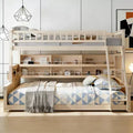 Luxystar Twin XL Over Queen Low Bunk Bed With Built In Lighted Shelves and Pegboard