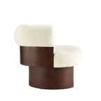 Fauteuil baril pivotant Whisen 360° avec design sculptural en bois courbé, cadre en bois massif, 81 cm de large, polyvalent pour le salon et la chambre à coucher
