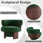 Fauteuil baril pivotant Whisen 360° avec design sculptural en bois courbé, cadre en bois massif, 81 cm de large, polyvalent pour le salon et la chambre à coucher
