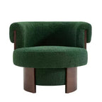Fauteuil baril pivotant Whisen 360° avec design sculptural en bois courbé, cadre en bois massif, 81 cm de large, polyvalent pour le salon et la chambre à coucher