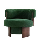 Fauteuil baril pivotant Whisen 360° avec design sculptural en bois courbé, cadre en bois massif, 81 cm de large, polyvalent pour le salon et la chambre à coucher