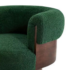 Fauteuil baril pivotant Whisen 360° avec design sculptural en bois courbé, cadre en bois massif, 81 cm de large, polyvalent pour le salon et la chambre à coucher
