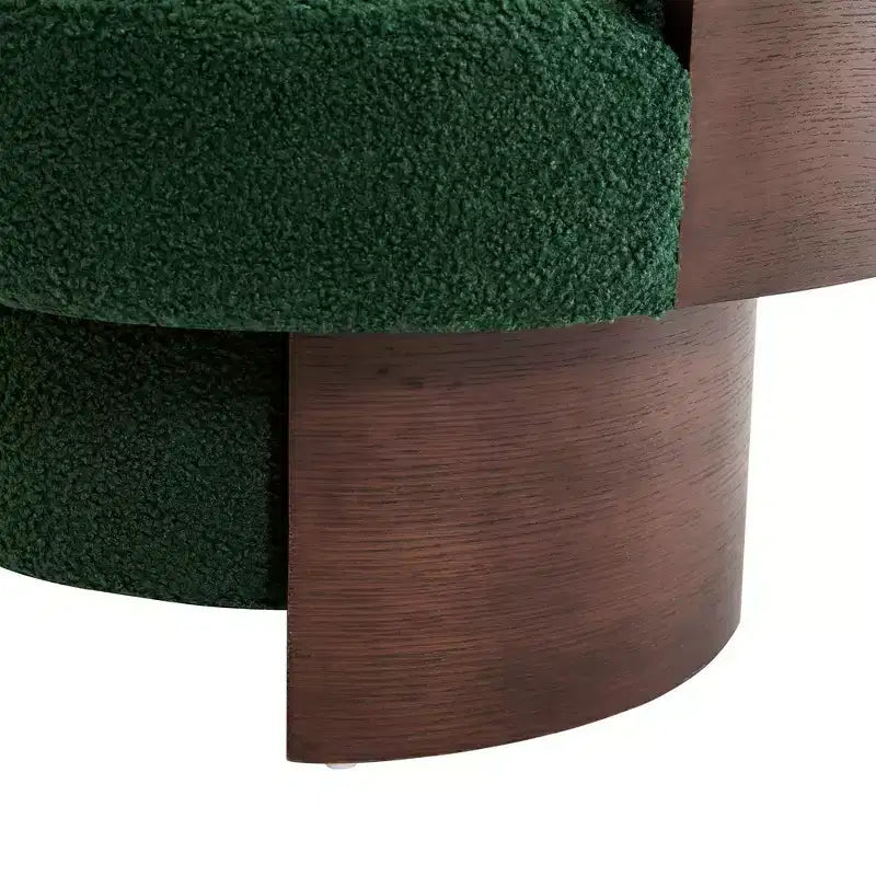 Fauteuil baril pivotant Whisen 360° avec design sculptural en bois courbé, cadre en bois massif, 81 cm de large, polyvalent pour le salon et la chambre à coucher