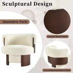 Fauteuil baril pivotant Whisen 360° avec design sculptural en bois courbé, cadre en bois massif, 81 cm de large, polyvalent pour le salon et la chambre à coucher