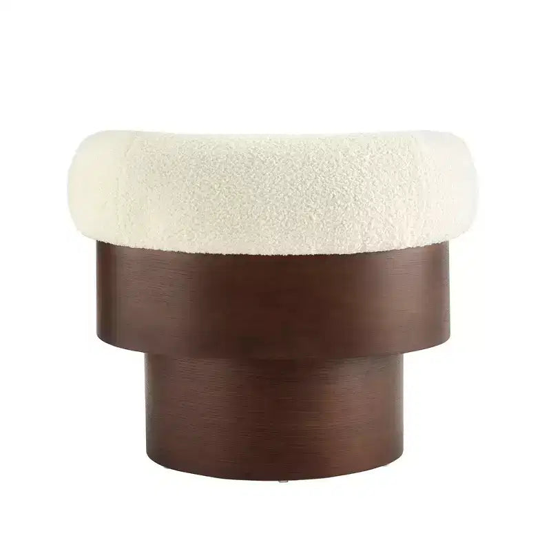 Fauteuil baril pivotant Whisen 360° avec design sculptural en bois courbé, cadre en bois massif, 81 cm de large, polyvalent pour le salon et la chambre à coucher