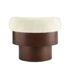 Fauteuil baril pivotant Whisen 360° avec design sculptural en bois courbé, cadre en bois massif, 81 cm de large, polyvalent pour le salon et la chambre à coucher