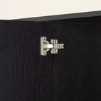 JVNOXK 63 Armoire de buffet à rayures verticales avec rangement, meuble TV à vagues incurvées pour salon, chambre, couloir, noir