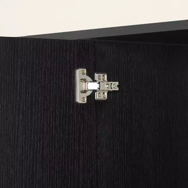 JVNOXK 63 Armoire de buffet à rayures verticales avec rangement, meuble TV à vagues incurvées pour salon, chambre, couloir, noir