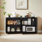 JVNOXK 63 Armoire de buffet à rayures verticales avec rangement, meuble TV à vagues incurvées pour salon, chambre, couloir, noir