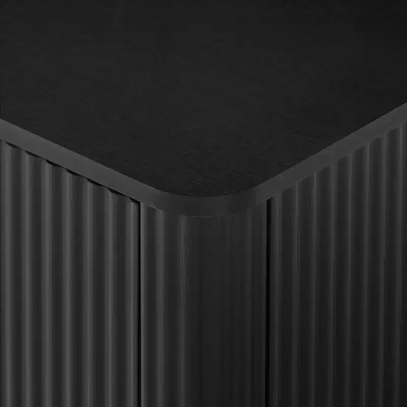 JVNOXK 63 Armoire de buffet à rayures verticales avec rangement, meuble TV à vagues incurvées pour salon, chambre, couloir, noir