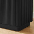 JVNOXK 63 Armoire de buffet à rayures verticales avec rangement, meuble TV à vagues incurvées pour salon, chambre, couloir, noir
