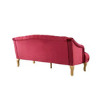 Canapé trois places en velours capitonné de style moderne du milieu du siècle Whisen avec pieds en bois courbés