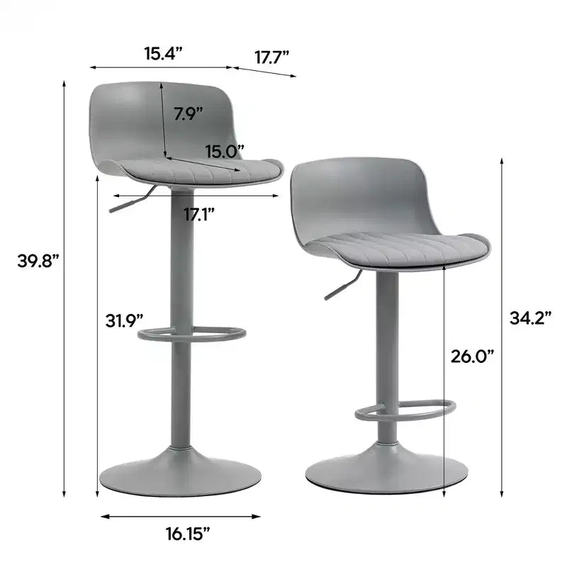 FurnitureR Lot de 2 tabourets de bar réglables en hauteur, tabourets de bar pivotants modernes avec repose-pieds, chaises de bar hauteur comptoir pour îlot de cuisine, pub, bar à la maison