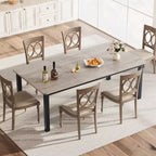 Industrial Dining Table 78.7 for 6-8  Extra Long Rectangular, Sturdy Metal Frame, Rustic Grey Wood Finish  Modern Kitchen & Dining  Grey
