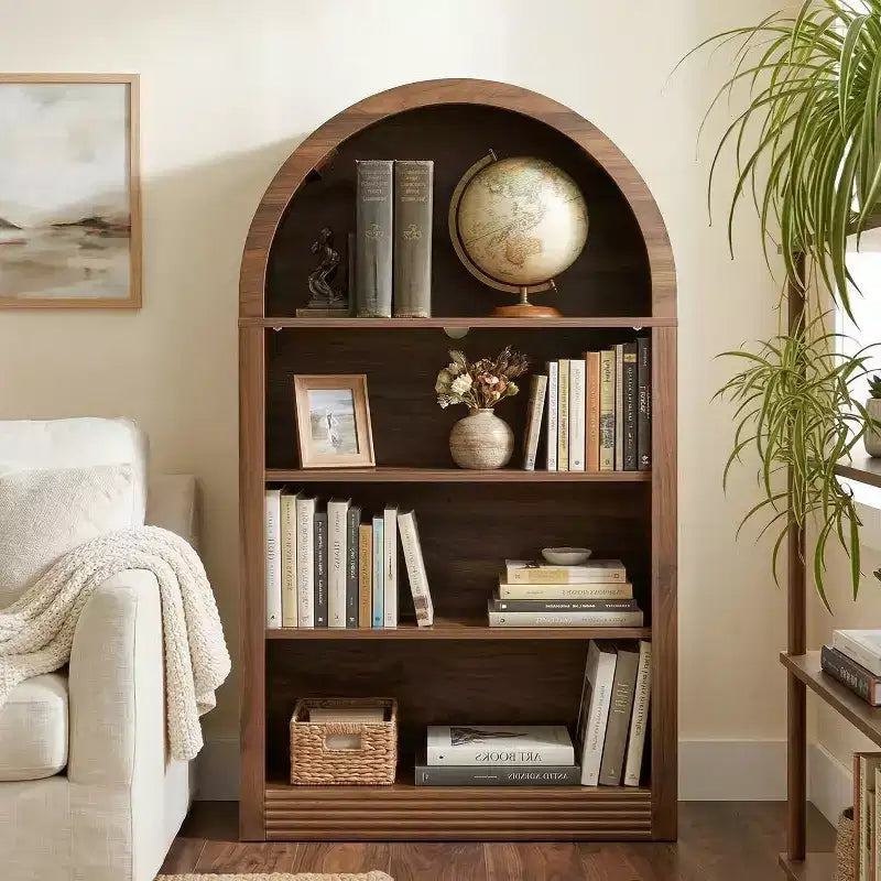 NEWLAYOUT Étagère haute à 4 niveaux, bibliothèque au sol ouverte en bois de 121 cm
