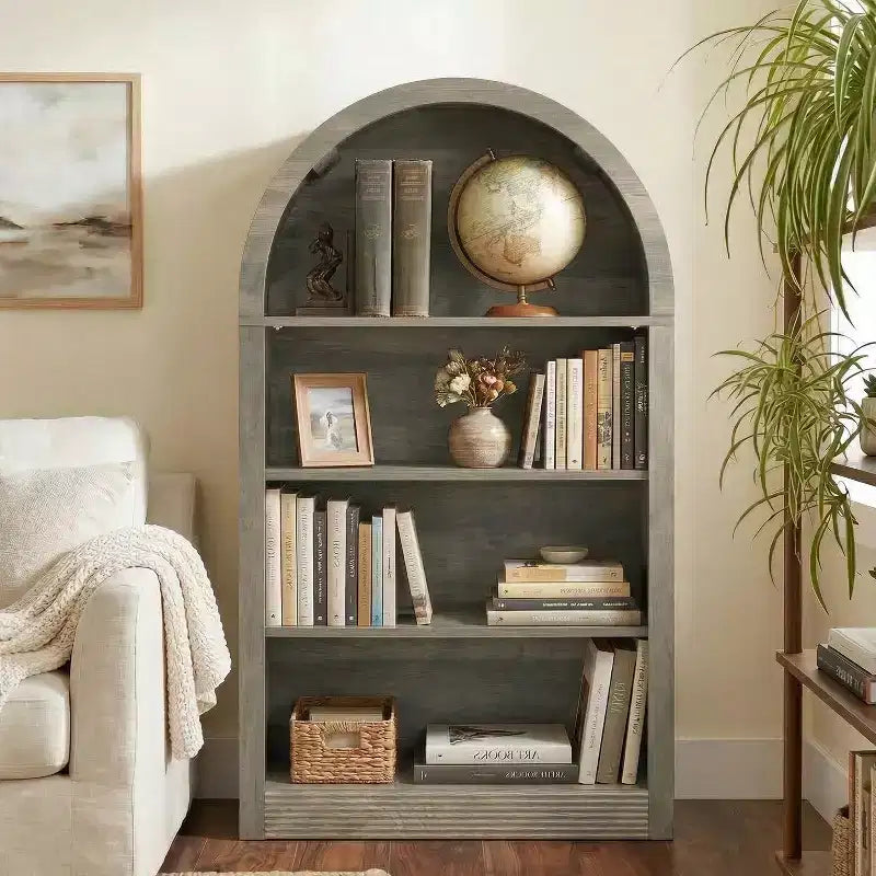 NEWLAYOUT Étagère haute à 4 niveaux, bibliothèque au sol ouverte en bois de 121 cm