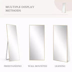 JIONJOY Miroir pleine longueur 16x59, verre HD incassable, cadre en métal, mural/sur pied pour chambre à coucher, placard, entrée