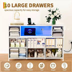 Commode en tissu à 10 tiroirs, étagères ouvertes, meuble de rangement moderne, pour chambre, salon, couloir