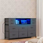 Commode en tissu à 10 tiroirs, étagères ouvertes, meuble de rangement moderne, pour chambre, salon, couloir