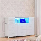 Commode en tissu à 10 tiroirs, étagères ouvertes, meuble de rangement moderne, pour chambre, salon, couloir