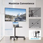 Chariot TV mobile PERLESMITH avec roues pour TV LCD/LED/OLED de 23 à 60 pouces, étagère réglable en hauteur, supporte jusqu'à 40 kg, VESA max 400x400mm