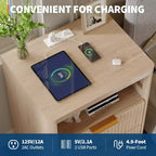 Table de chevet avec station de recharge, tiroirs et étagère ouverte, table de chevet moderne en bois pour chambre à coucher/salon/bureau