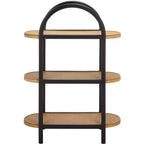 Wilson Wood & PE Rattan Storage Shelf - Black/Brown - SEI