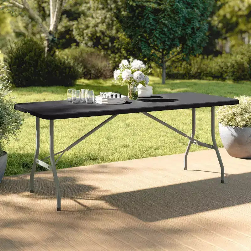 Flash Furniture Table pliante en plastique de 1,8 m à deux volets