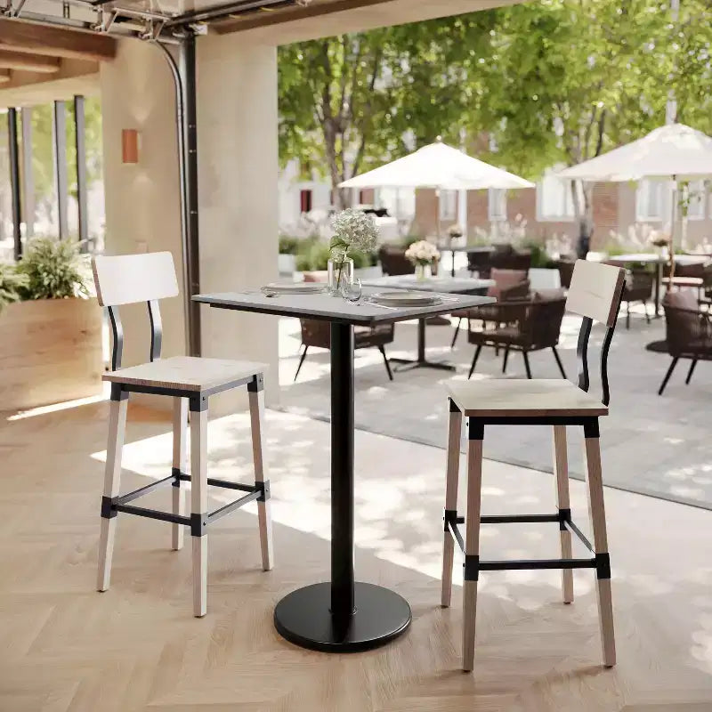 Plateau de table Flash Furniture Acadia avec technologie HPL TopGuard et base hauteur bar