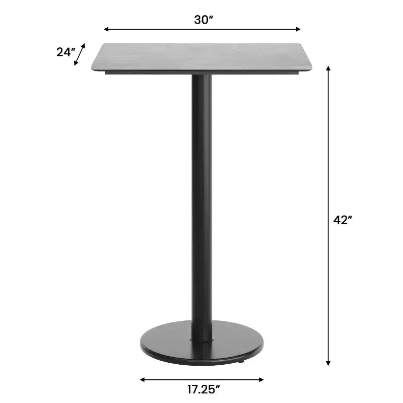 Plateau de table Flash Furniture Acadia avec technologie HPL TopGuard et base hauteur bar