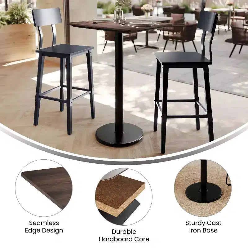 Plateau de table Flash Furniture Acadia avec technologie HPL TopGuard et base hauteur bar