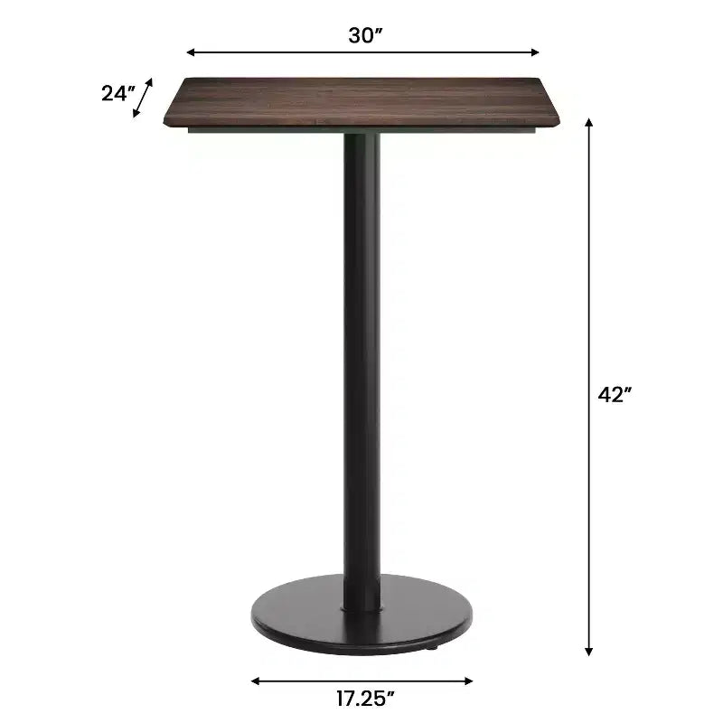 Plateau de table Flash Furniture Acadia avec technologie HPL TopGuard et base hauteur bar